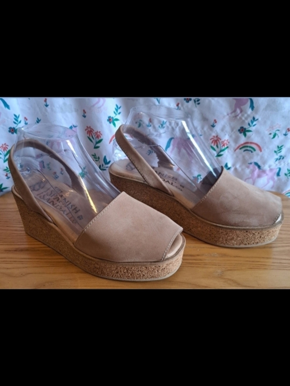 NWOT Spanish Sandal Company Beige Espadrille Wedge Heel Sandal Shoe 37EU 6.5US